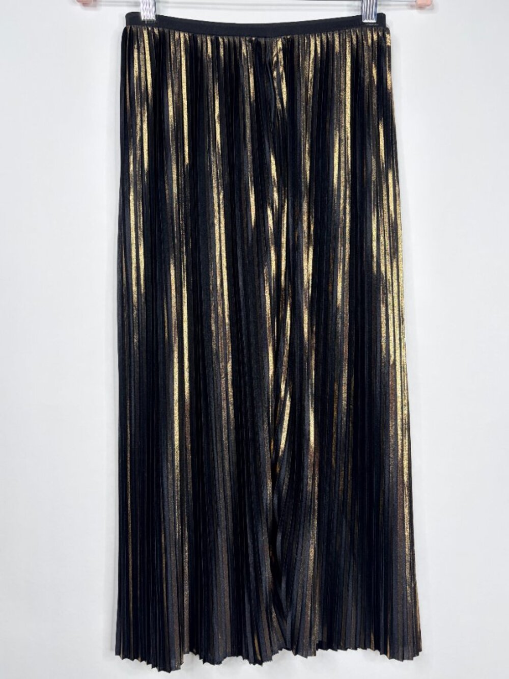 2/$30 silence + noise Accordion Pleated Metallic Skirt Black Gold XS #A3173 - Picture 4 of 7